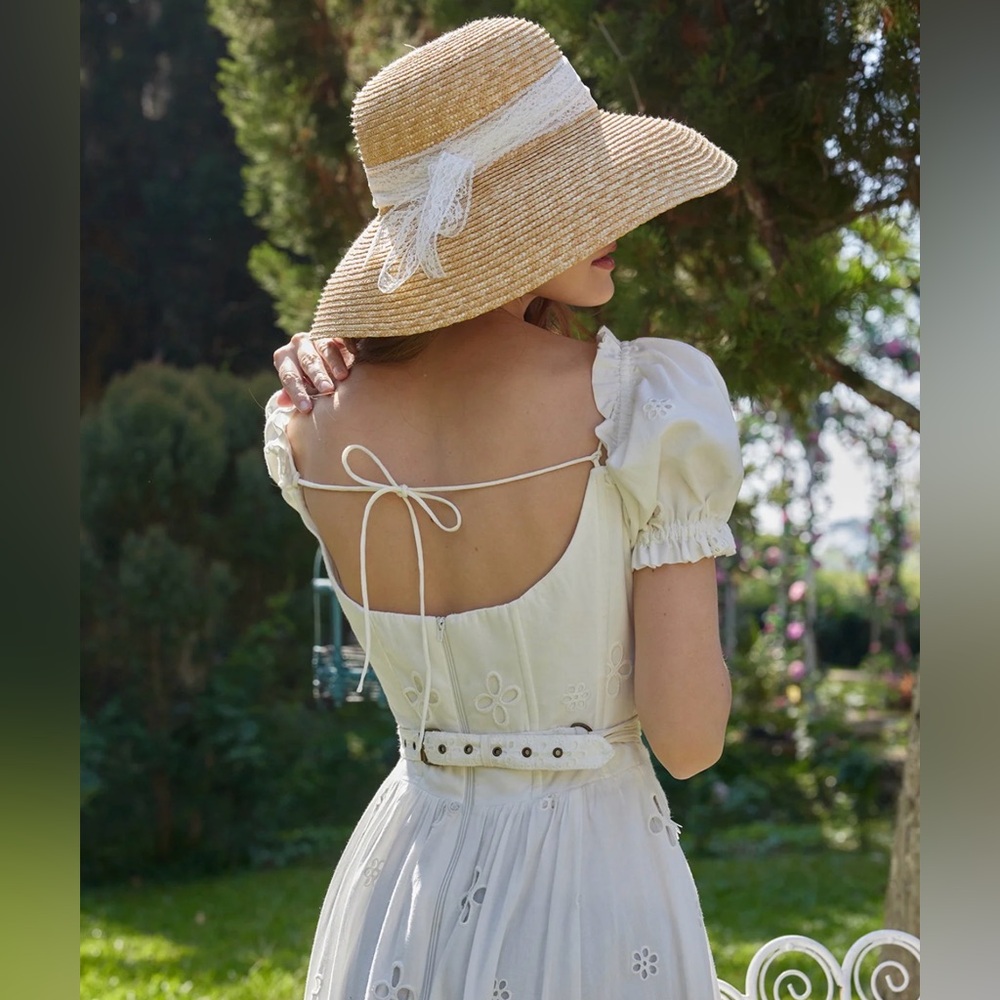Lacemade "I Flipped" White Ivory Cottagecore Dress size Medium - Picture 4 of 13
